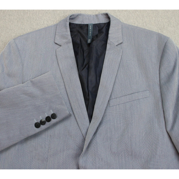 Zara Blazer Mens Size 42 Blue 2 Button Single Breasted Notch Lapel Single Vented - Picture 1 of 10